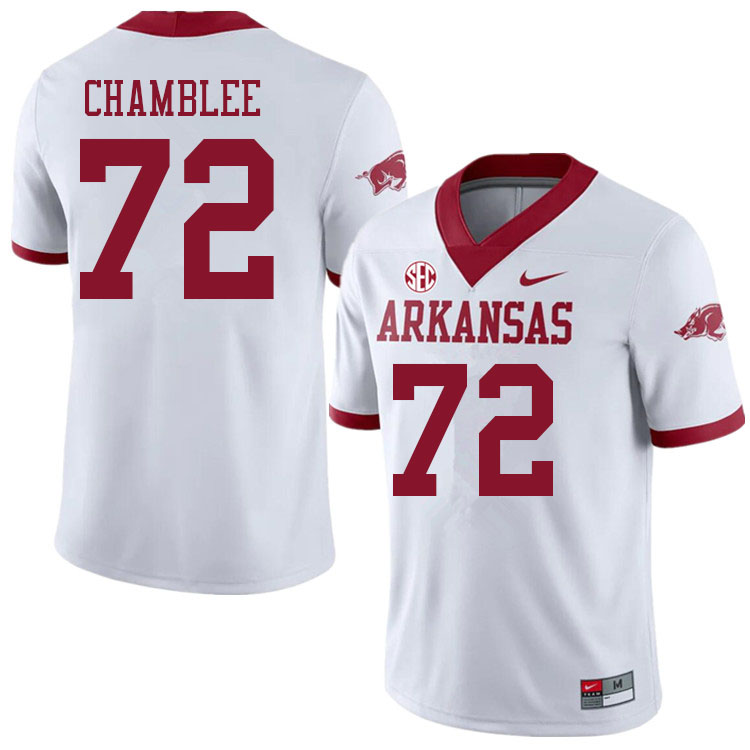 Men #72 Andrew Chamblee Arkansas Razorbacks College Football Jerseys Sale-Alternate White